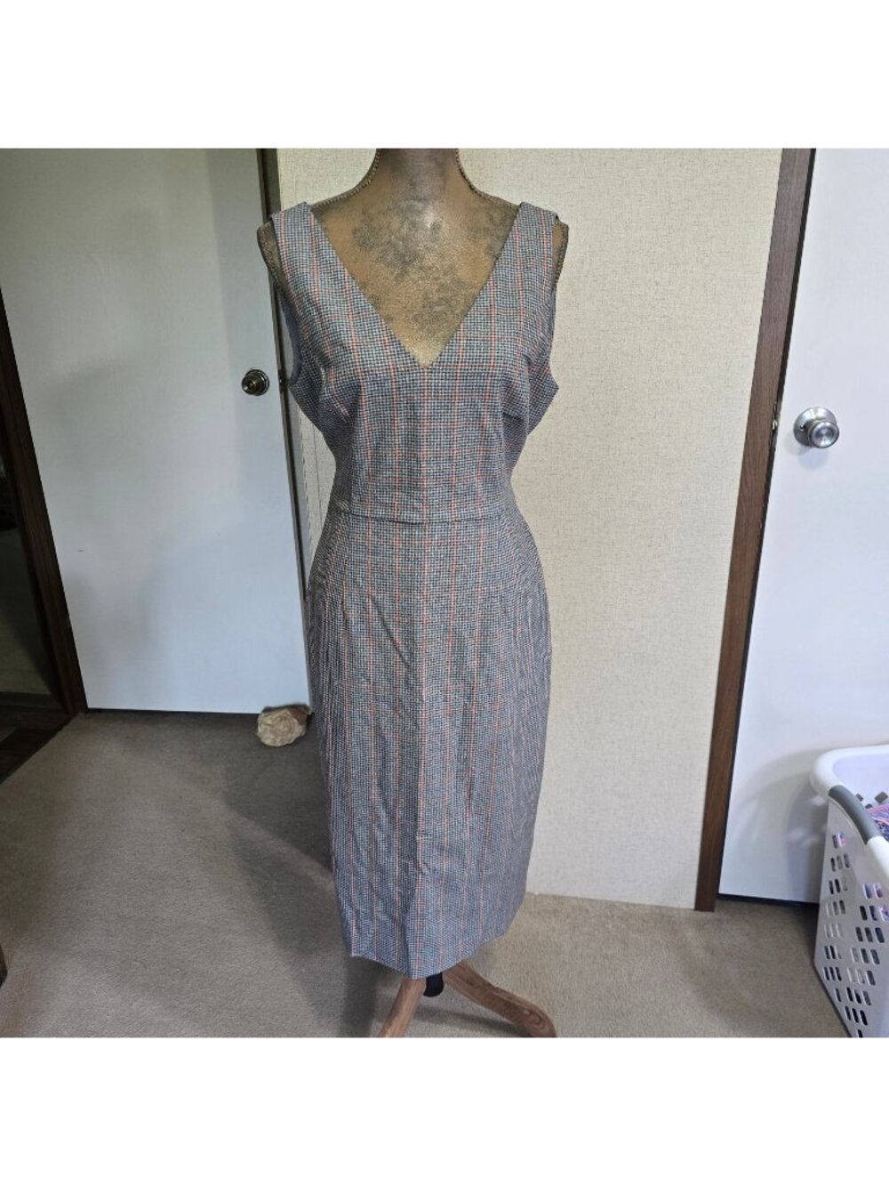 Antonio Melani Womens Plaid Sleeveless Sheath Dress With Belt Size 10